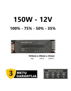 Reguliuojamas LED maitinimo šaltinis - 12V - 150W