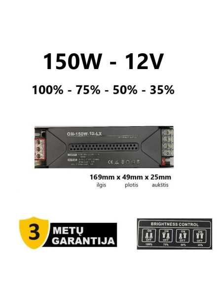 Reguliuojamas LED maitinimo šaltinis - 12V - 150W