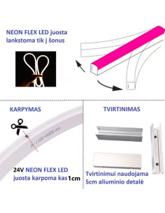 NEON FLEX LED 8x16mm RED juosta 24V - 1cm CUT 2