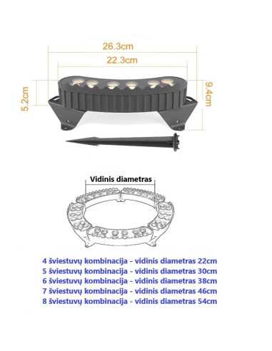 LED medžių šviestuvas 12W - 24V - 3000K - IP68