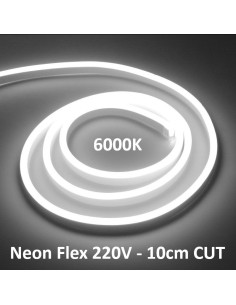 NEON FLEX LED juosta 220V - 10W - 6000K - 10cm CUT