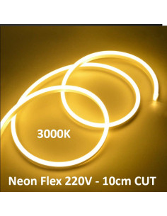 NEON FLEX LED juosta 220V - 10W - 3000K - 10cm CUT