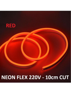 NEON FLNEX LED juosta 220V - 10W - RED - 10cm CUT