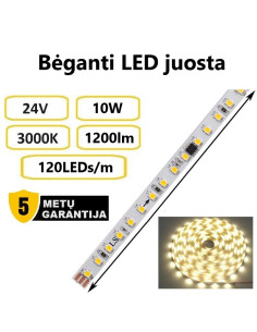 Bėganti LED juosta 24V - 10W - 3000K