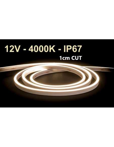 NEON FLEX LED juosta 4x10mm 12V - 10W - 4000K - IP67 - 5 metrai - 1cm cut