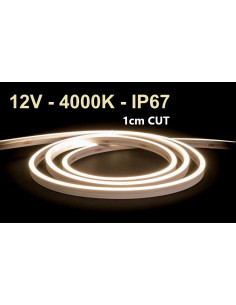 LED juosta NEON FLEX 12V - 4000K - IP67 - 5 metrai - 1cm cut