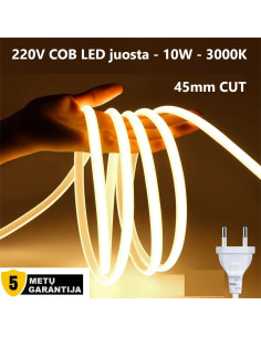 220V COB LED juosta - 10W - 3000K - IP67 - 45mm CUT 2