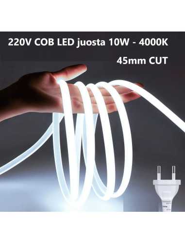 220V COB LED juosta - 10W - 4000K - IP67 - 45mm CUT