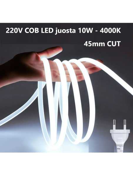 220V COB LED juosta - 10W - 4000K - IP67 - 45mm CUT 220V COB LED juosta - 10W - 4000K - IP67 - 45mm CUT