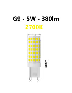 G9 LED lemputė 5W - 380lm - 2700K