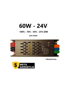 Reguliuojamas LED maitinimo šaltinis - 24V - 60W - IP44