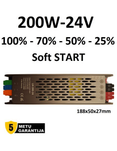 Reguliuojamas LED maitinimo šaltinis - 24V - 200W - IP44