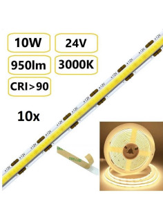10 x COB LED juosta 10W - 24V - 3000K - 320LEDs/m CRI90