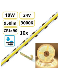 10 x COB LED juosta 10W - 24V - 3000K - 320LEDs/m CRI90 - IP65
