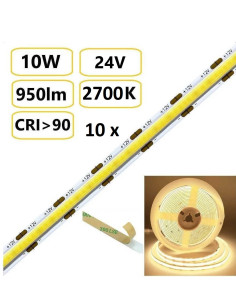 10 x COB LED juosta 10W - 24V - 2700K - 320LEDs/m CRI90