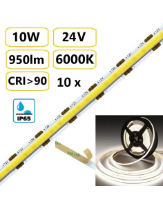 10 x COB LED juosta 10W - 24V - 6000K - 320LEDs/m CRI90 - IP65