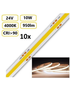 10 x COB LED juosta 10W - 24V - 4000K - CRI90