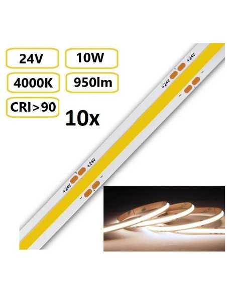 10 x COB LED juosta 10W - 24V - 4000K - CRI90