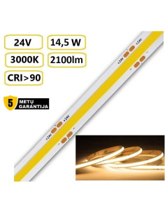 COB LED juosta 14,5W - 24V - 3000K - 2100lm - CRI90