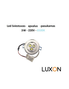 Įleidžiamas LED downlight 3 W 6500 K – ryški šalta balta šviesa