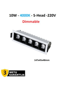 Įleidžiamas LED šviestuvas - Downlight 10W - 4000K - Dimeriuojamas - Baltas