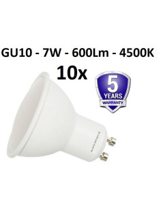 10x - GU10 - 7W - 600lm 4500K LED lemputė - Granatija 5 metai