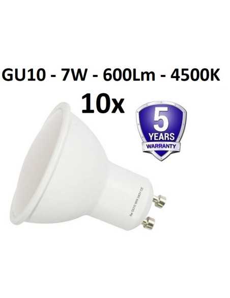 10x - GU10 - 7W - 600lm 4500K LED lemputė - Granatija 5 metai