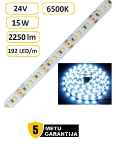 LED juosta - 24V - 15W - 2250lm - 6500K - 192LED - 5 metų garantija