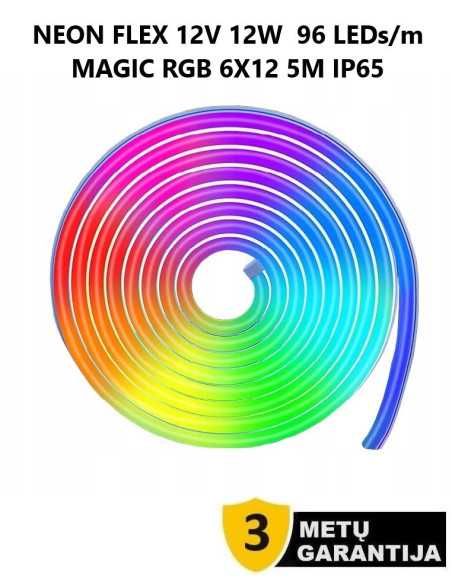 Magic RGB 12V-12W NEON FLEX LED 6x12mm juosta 5m
