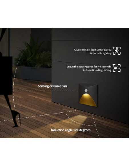 LED laiptų šviestuvas - Black 3W - 3000K - IP65 - PIR