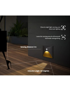 LED laiptų šviestuvas - Grey 3W - 3000K - IP65 su judesiu davikliu 2