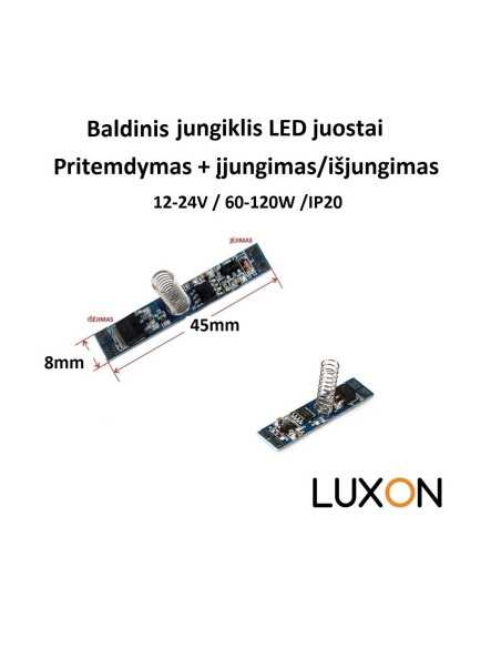 Baldinis LED jungiklis 8mm, 5–24V DC | Įmontuojamas į LED profilį – 5A, baldų apšvietimui