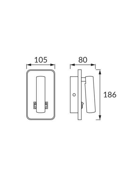Juodas LED sieninis šviestuvas su skaitymo lempute 6W + 3W | Modernus sieninis apšvietimas – Luxon.lt