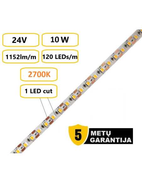 LED juosta Premium 24V - 10W - 2700K - kerpama kas 1 cm LED juosta Premium 24V - 10W - 2700K - kerpama kas 1 cm