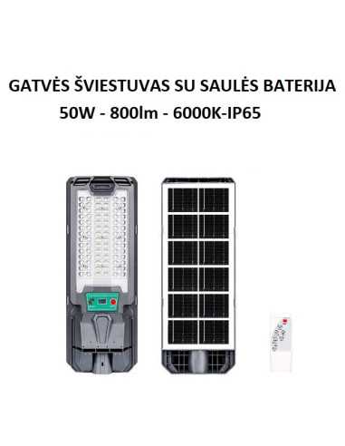 SaSaulės baterijų LED lauko šviestuvas su judesio davikliu 6000K-800lm su pulteliu