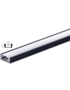 LED juostos profilis U 2m juodas su baltu dangteliu