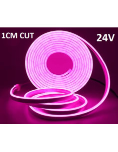 5m x NEON FLEX LED juosta 6x12 - 24V - Rožinė(PINK) - 1cm CUT