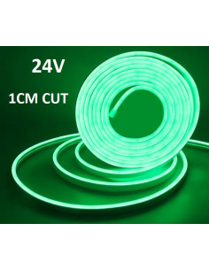 5m x NEON FLEX LED juosta 6x12 - 24V - Žalia - 1cm CUT
