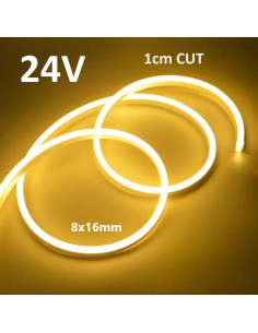 LED NEON FLEX juosta 8x16 - 24V - 3000K - IP67 - 1cm CUT