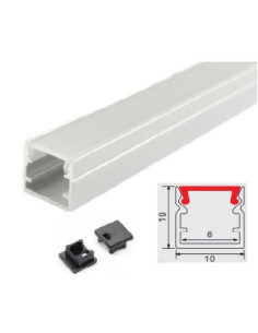 LED juostos profilis U 2m anliuminis anoduotas su matiniu dangteliu 10x10mm