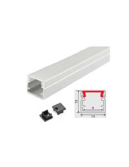 LED juostos profilis U 2m anliuminis anoduotas su matiniu dangteliu 10x10mm