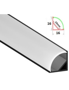 LED juostos profilis - Kampinis 2m su dangteliu juodas