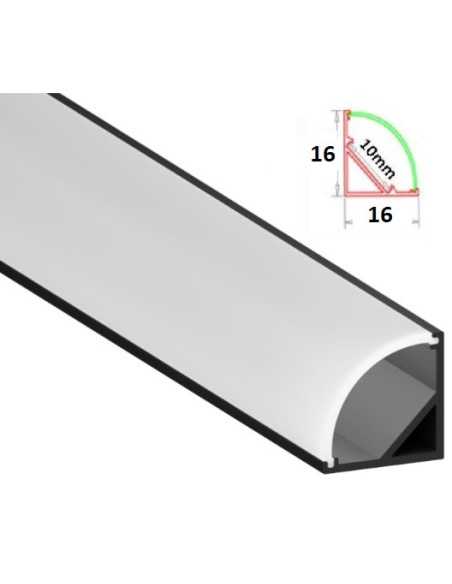 LED juostos profilis - Kampinis 2m su dangteliu juodas