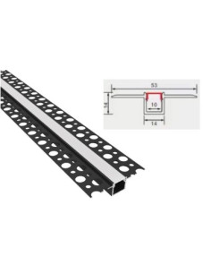 Priglaistomas LED profilis 2m 14x14mm su dangteliu ir užbaigimo galais