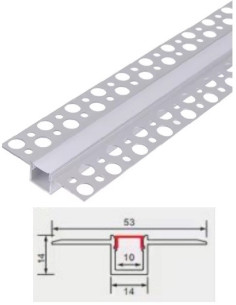 Priglaistomas LED profilis anoduotas aliuminis 2m 14x14mm su dangteliu ir užbaigimo galais