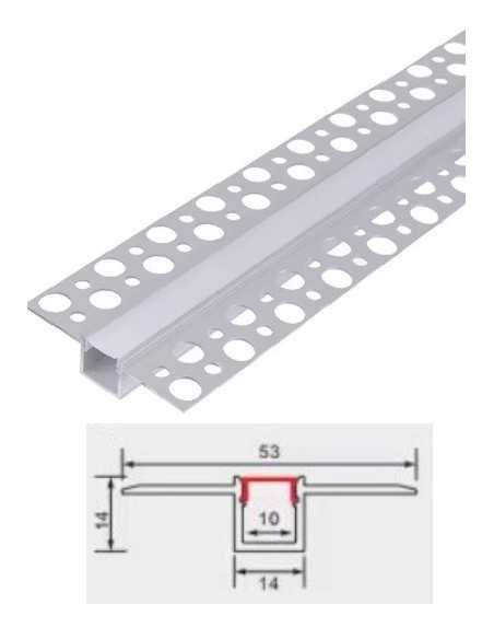 Priglaistomas LED profilis anoduotas aliuminis 2m 14x14mm su dangteliu ir užbaigimo galais