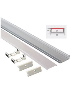 LED juostos profilis U 2m anliuminis anoduotas su matiniu dangteliu 10x30mm