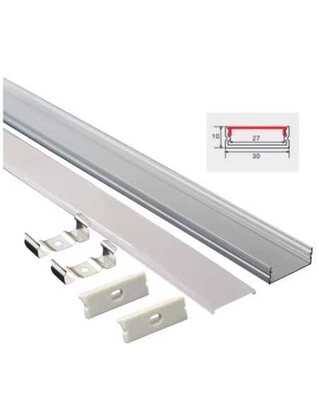 LED juostos profilis U 2m anliuminis anoduotas su matiniu dangteliu 10x30mm