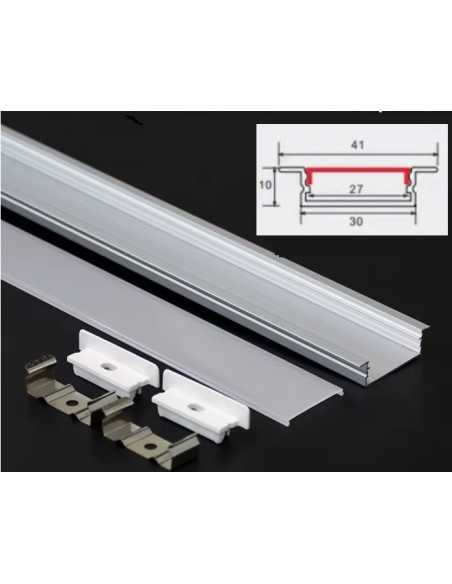 LED juostos profilis - Įleidžiamas V 2m su  matiniu dangteliu 10x30mm