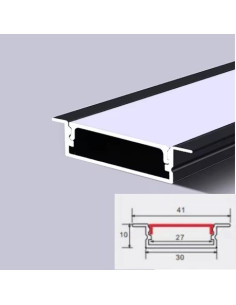 LED juostos profilis juodas - Įleidžiamas V 2m su  matiniu dangteliu 10x30mm